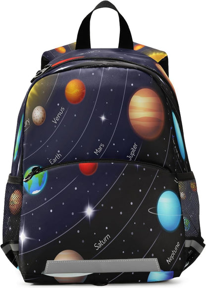 Solar System Planet Toddler Backpack Boys Girls Kids Preschool Bookbag School Children Bag with Leash Travel Casual Daypack Kindergarten Elementary Schoolbag for Nursery Junior Primary Students