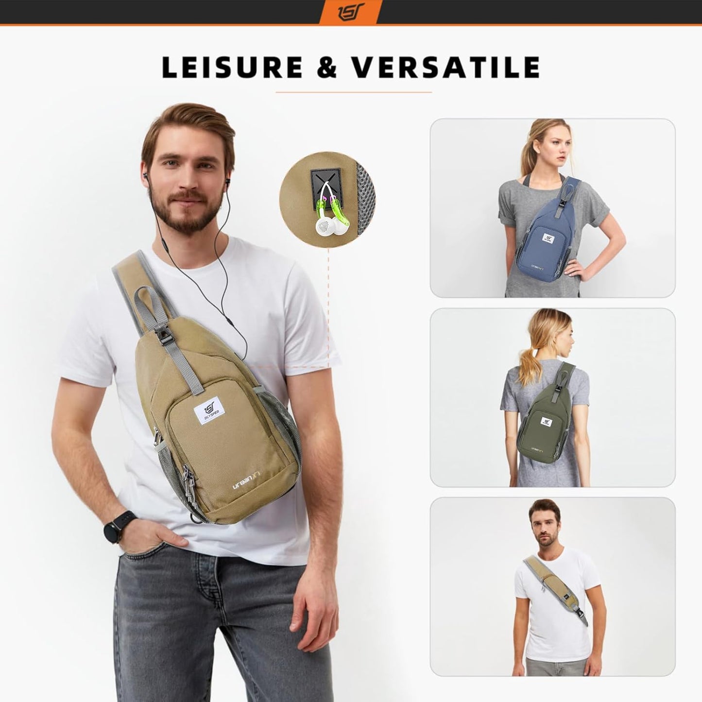 SKYSPER Sling Bag RFID Crossbody Sling Backpack Cross Body Shoulder Bag Travel Hiking Daypack for Women Men