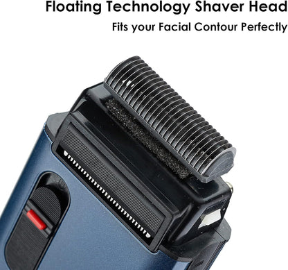 Retro Electric Razor for Men, Rechargeable Mens Gold Foil Shavers,Travel Electric Shavers for Men(Blue)