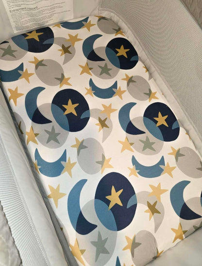 TotAha Space Crib Fitted Sheet, Super Stretchy Jersey Star Crib Sheets, Buttery Soft Boy Crib Mattress Sheets, Ultra Breathable Baby Bed Sheets 28x52x9 Extra Deep Pocket, 2 Pack
