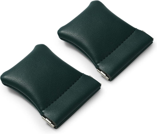 2 Pack PU Leather Slim Engagement Wedding Ring Pouch Leather Jewelry Pouch Christmas,Wedding Party Favor Gift Bag(Dark Green)