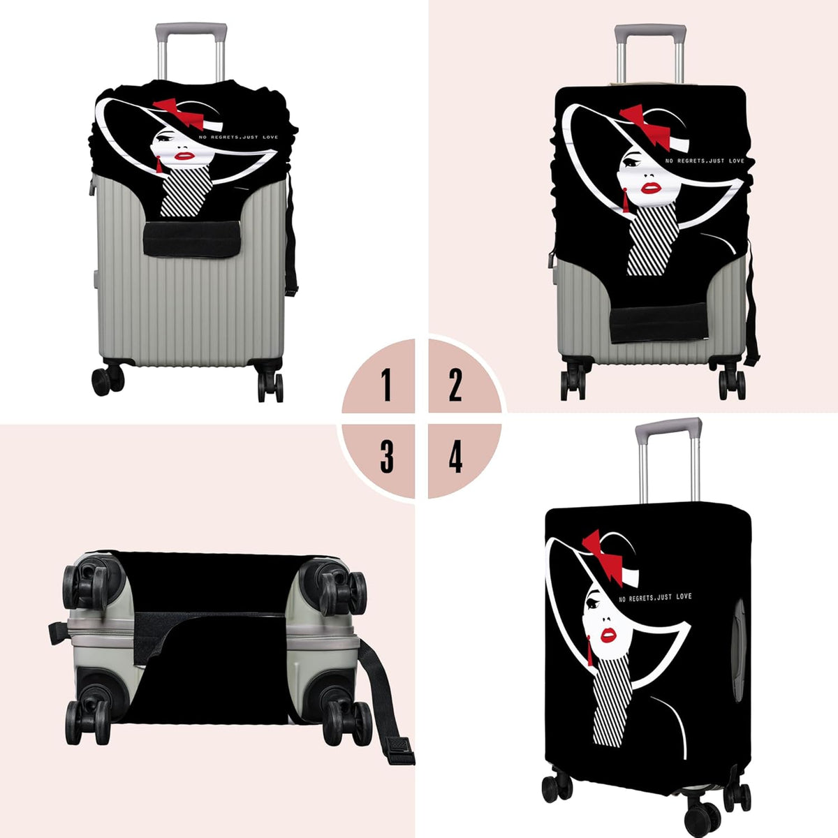 Travel Luggage Cover Suitcase Protector Fits 18-32 Inch Wheel Covers PatternedTravel Related Items Flower Luggage Protector Elastic S