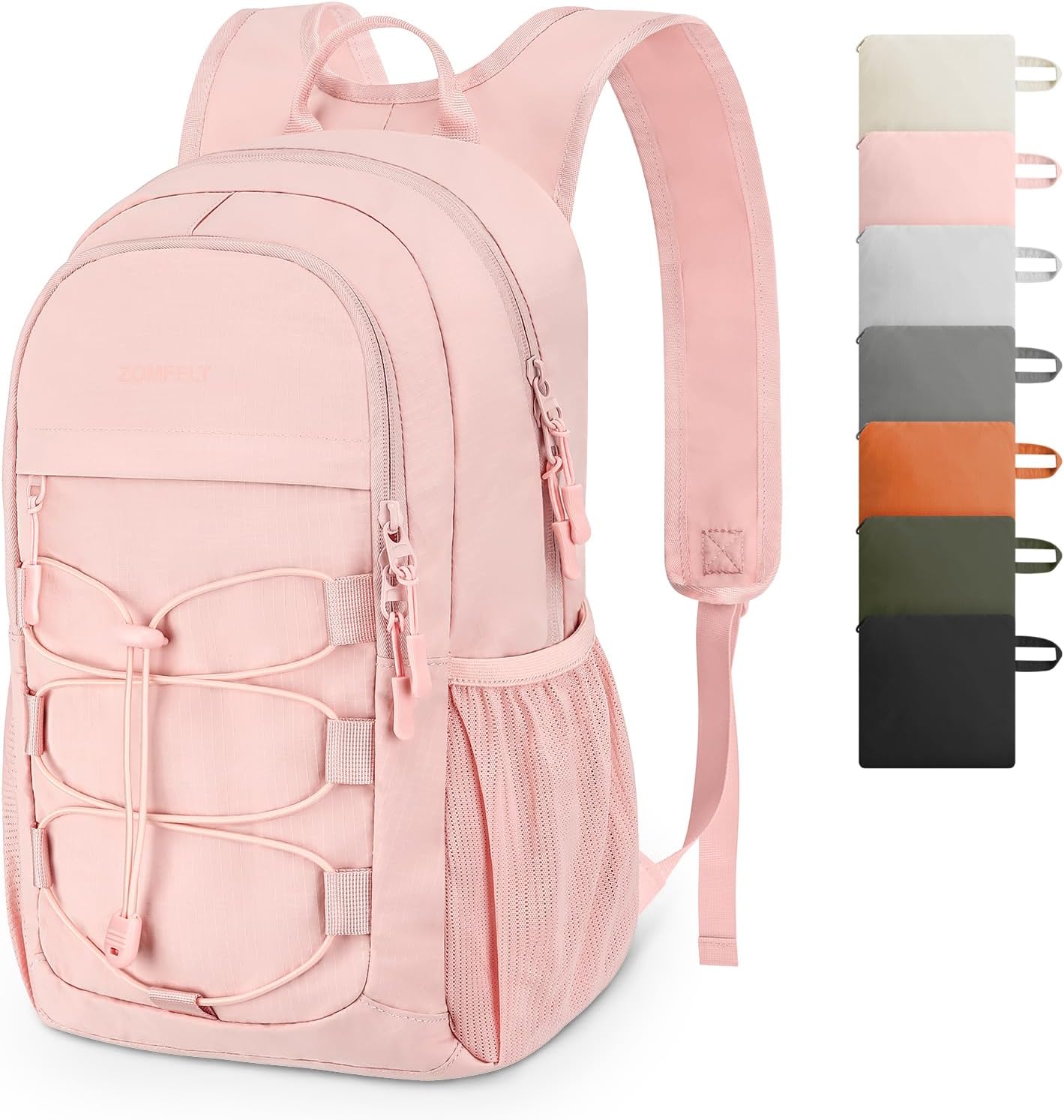 ZOMFELT Hiking Backpack for Women Men, 15L Lightweight Packable Backpack for Trip, Water Resistant Small Travel Backpacks, Foldable daypack for Hiking, Walking, Cycling, Camping, Pink