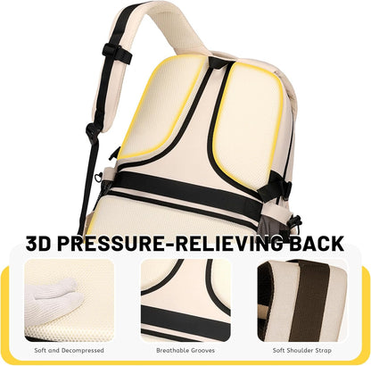 Lohol Multi-Pocket Backpack with 15.6 inch Laptop Compartment, Water Resistant Bookbag for School College and Travel (Beige)