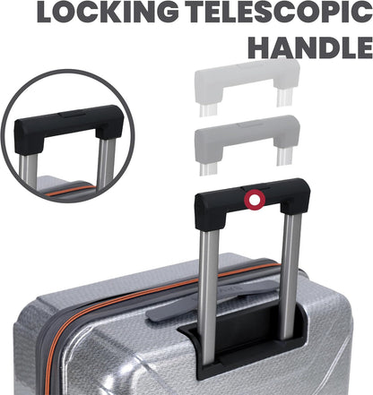 Spyder Traverse 20 Inch Carry On Expandable Hardside Upright Suitcase with 360° Spinner Wheels, TSA Approved Lock, Silver