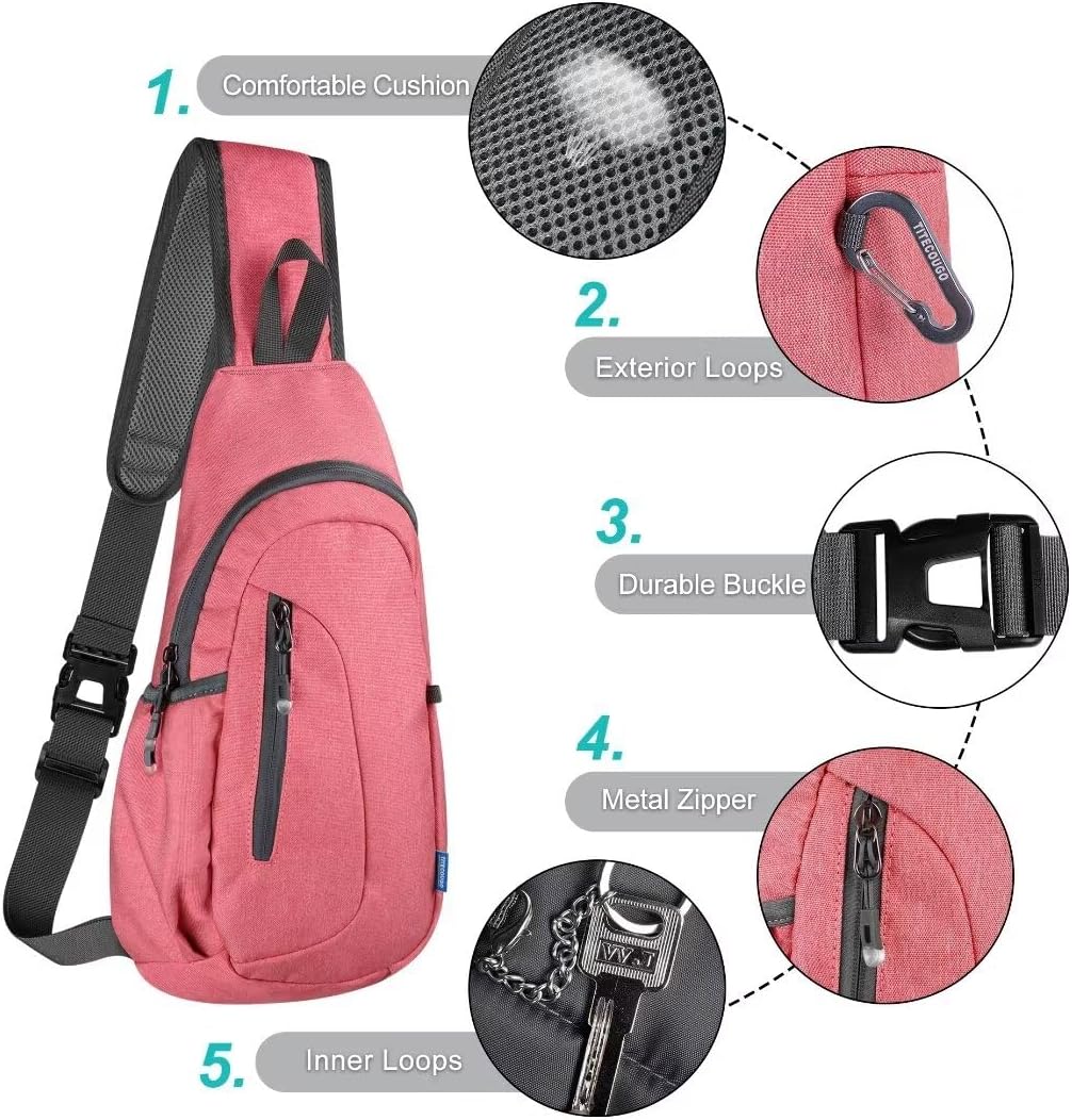 TITECOUGO Small Sling Bag, Lightweight Crossbody Backpack for Men Women, Shoulder Bag for Sports and Outdoor