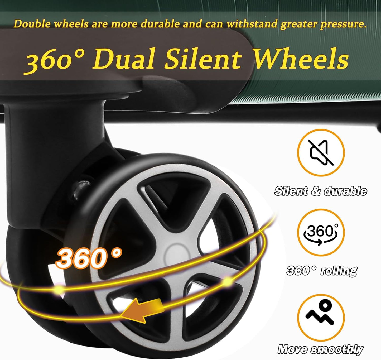 Merax 24 Inch Expandable Checked Luggage, Hardshell ABS Medium Suitcase with Spinner Wheels, TSA Lock, Lightweight Durable Travel Suitcase for Men Women(Green)