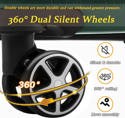 Merax 24 Inch Expandable Checked Luggage, Hardshell ABS Medium Suitcase with Spinner Wheels, TSA Lock, Lightweight Durable Travel Suitcase for Men Women(Green)