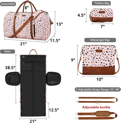 Convertible Garment Duffel Bag for Travel - Carry On Garment Bags With Toiletry Bag Large Weekender Bag for Men Women 2 in 1 Hanging Suitcase Suit Travel Duffel Overnight Bags 4pcs Set