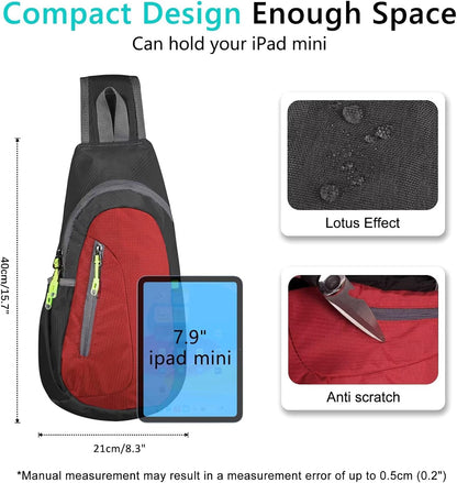 TITECOUGO Small Sling Bag, Lightweight Crossbody Backpack for Men Women, Shoulder Bag for Sports and Outdoor