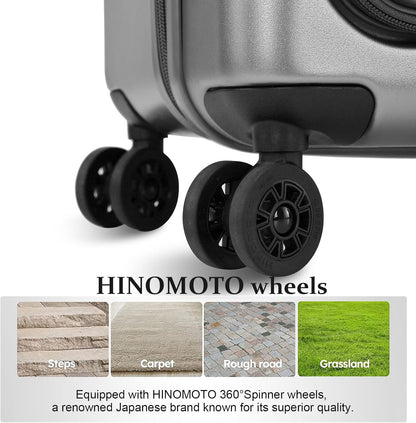 Premium Carry On Luggage, 29 Inch Top Opening Aluminum Frame Airline Approved ABS+PC Hard Shell Suitcases with Silent Wheels, TSA Lock, Front Pocket & Wet-dry Separated Six-piece set