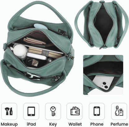 KOGTLA Genuine Leather Purses for Women, Crossbody Shoulder Bags with Top-Handle, Tote Satchel Handbags