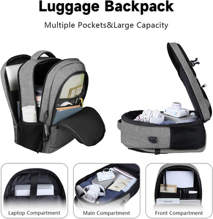 Lapsouno Business Laptop Backpack, Travel Backpack, 15.6 Inch Carry on Backpack, Anti-Theft College School Computer Backpack with USB Port, Gift for Men Women, Grey