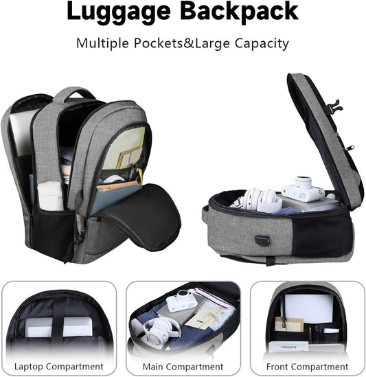 Lapsouno Business Laptop Backpack, Travel Backpack, 15.6 Inch Carry on Backpack, Anti-Theft College School Computer Backpack with USB Port, Gift for Men Women, Grey
