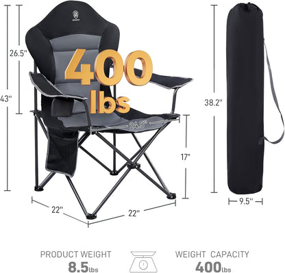 EVER ADVANCED Camping Chairs, Lawn Chairs Outdoor Sports Chairs, Folding Chair Camping Chairs for Adults, Supports 400lbs