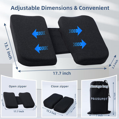 Adjustable Seat Cushion, Memory Foam Seat Cushion for Office Chair, Car Seat Cushion, Foldable Travel Cushion for Tailbone Pain, Sciatica Pain Relief, Lifting Cushion for Sitting, Resting, Traveling