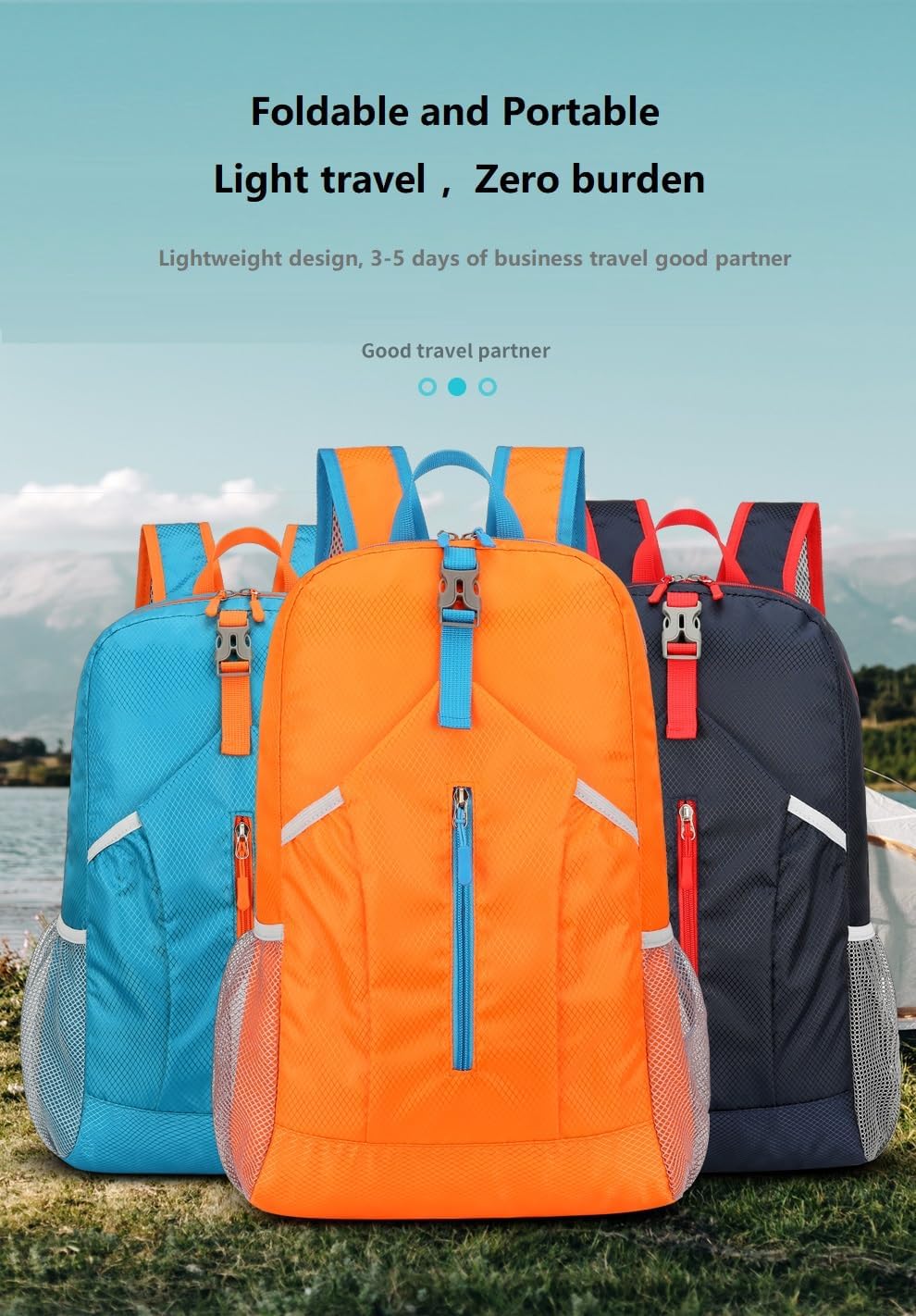 25L Hiking Backpack Foldable Sports Daypack Camping Collapsible Bag Water Repellent Lightweight Travel Men Women (Orange)