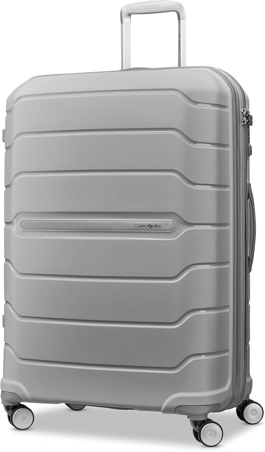 Samsonite Freeform Large Checked Luggage with Dual 360° Spinner Wheels - TSA Lock, Airline-Approved - Lightweight Durable Polypropylene Expandable Hardshell - Light Grey