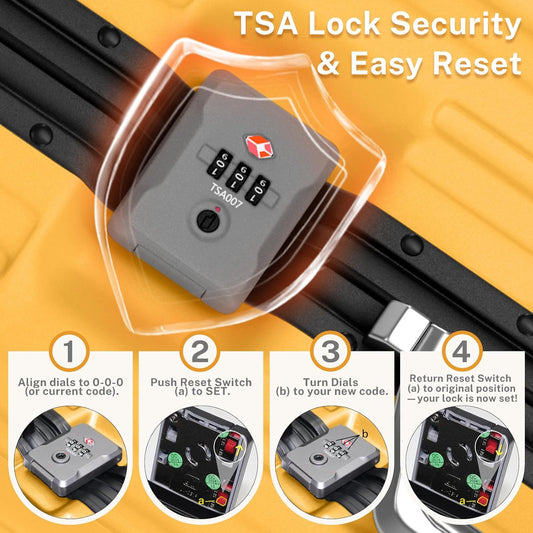 Krute Carry On Luggage 20 inch Aluminum Frame Suitcase with Spinner Wheels No Zipper Hardshell PC+ABS Luggages TSA Lock Zipperless Suitcases