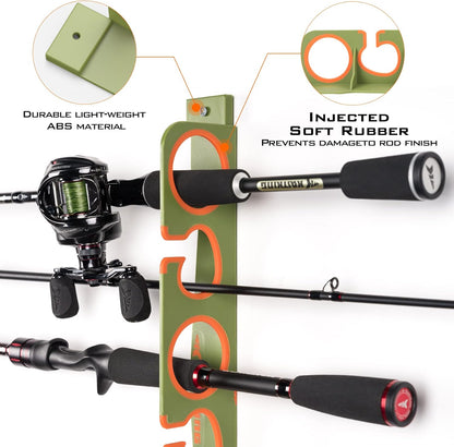 KastKing SafeGuard Fishing Rod Holder for Garage, Wall or Ceiling Mounted Fishing Rod Rack Storage Organizer, Fishing Pole Holder Holds 6 Rods or Combos in Less Than 18 Inches