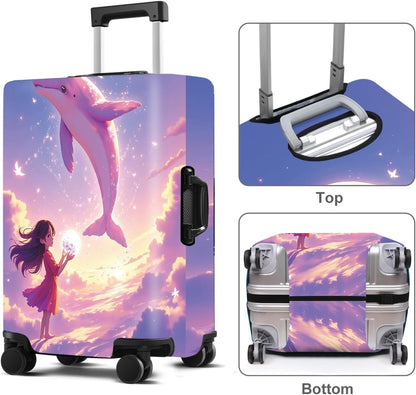 Luggage Cover Washable Suitcase Protector Anti-Scratch,Stretchable Fit for 20-34Inch Luggage Durable Travel Bag Cover with Zipper Closure (Dolphin, XL(fits 32-34Inch suitcase))