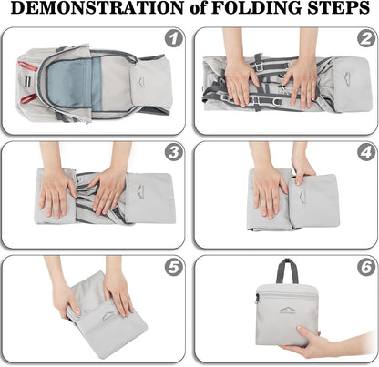 Hiking Backpack,Large 35L Travel Backpacks for Men Women,Ultra Lightweight Packable Camping Daypack for Outdoor Sports (Light Gray)