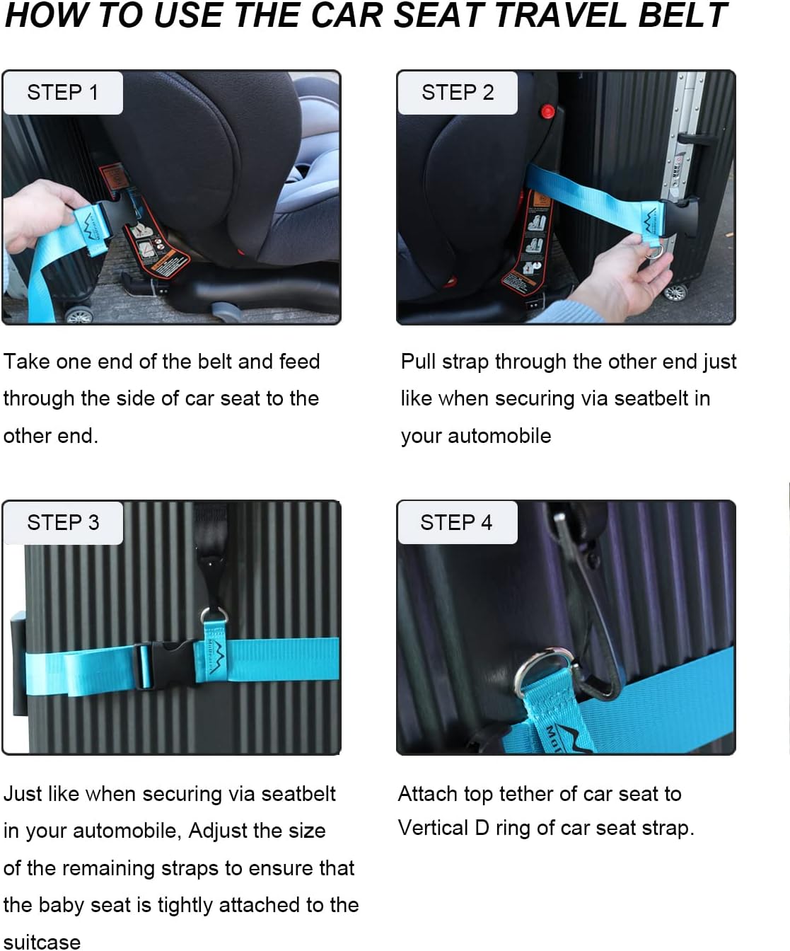 Car Seat Travel Belt to Suitcase,Car Seat Travel Strap to Convert Kid Car Seat and Carry-on Luggage into an Airport Car Seat Stroller,Safe Travel Solution for Transport