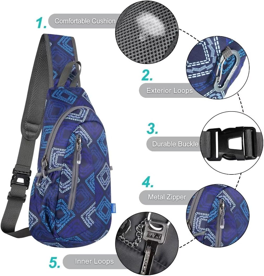 TITECOUGO Small Sling Bag, Lightweight Crossbody Backpack for Men Women, Shoulder Bag for Sports and Outdoor