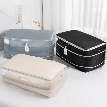 Comforter Storage Bag - Large Capacity Bedding Storage Bags Ultra Space Saving Self Compression Organizer, Washable Compression Bags for Storage Comforter Blanket Duvet Pillow, 4-Pack, Grey