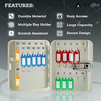 AdirOffice Steel Combination Lock Keys Cabinet Security Storage Box Organizer Holder Locked Key Box Wall Mount 30 Slots