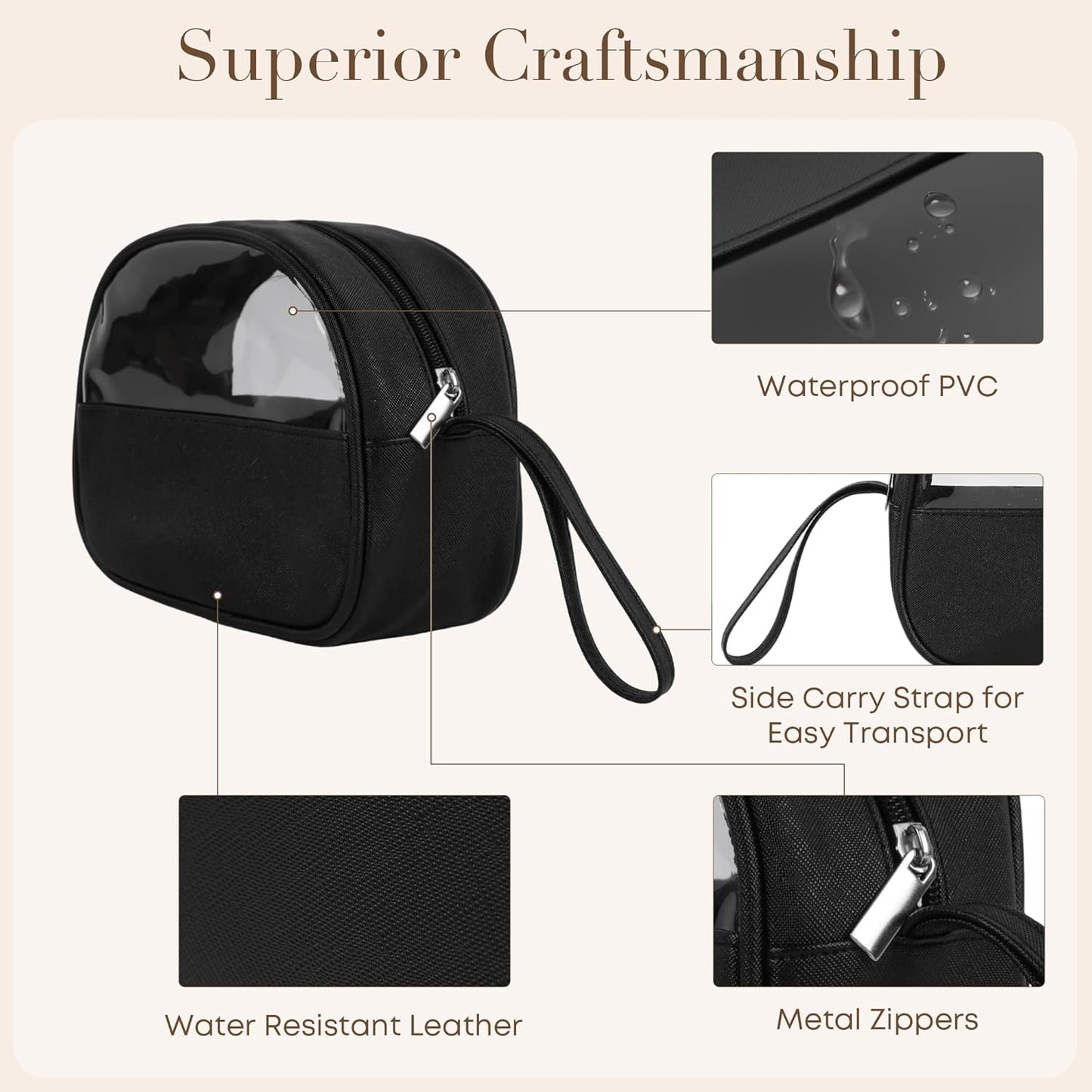 Clear Toiletry Bag, Travel Makeup Bag, Small Transparent Cosmetic Bag with Zipper，Organize Cosmetics & Skincare Essentials (Small)