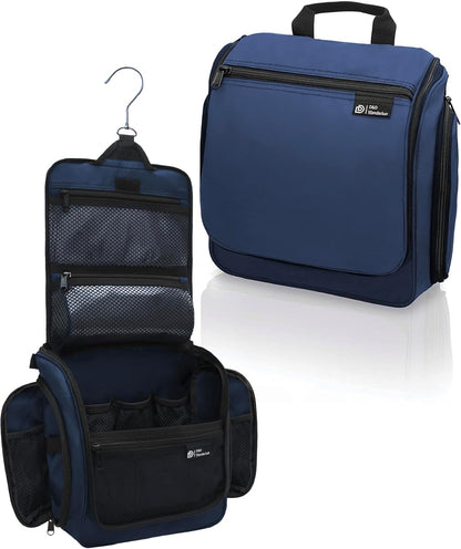 D&D Hanging Travel Toiletry Bag for Men and Women – Extra Large Hanging Shower Bag Toiletries Organizer Kit with 10 Compartments, Quality Zippers, XXL Metal Swivel Hook, Water-Resistant Nylon