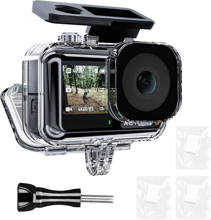TELESIN Waterproof Case for DJI Action 5 Pro Action 4/3 Camera, with Anti-Fog Underwater Housing Shell Cage Supports 45M/148FT Deep Diving Scuba Snorkeling Swimming with Quick Release Screw