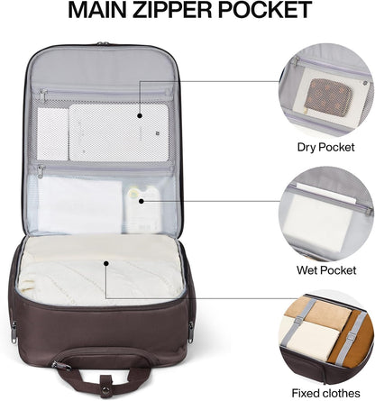 Hanke Softside Expandable Underseat Carry On luggage for Airplanes,Travel Luggage Rolling Bag Personal Item Bag Small Suitcase,Coffee,16-Inch