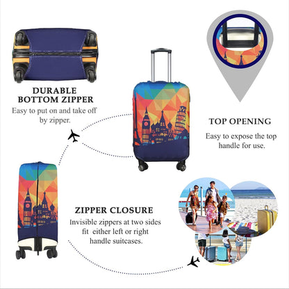 Explore Land Travel Luggage Cover Suitcase Protector Fits 18-22 Inch Case (Modern City, S)