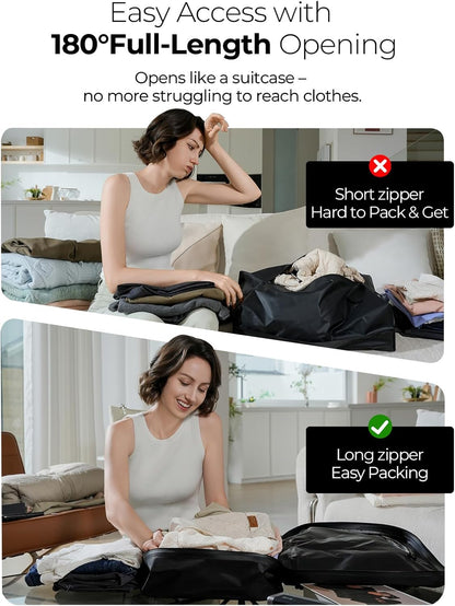 Vacuum Bags for Travel, 180° Open Zipper, IP67 Waterproof, Reusable Space Saver Compression Bags for Backpack, Suitcase, Home Storage(1 Pack, No Pump)