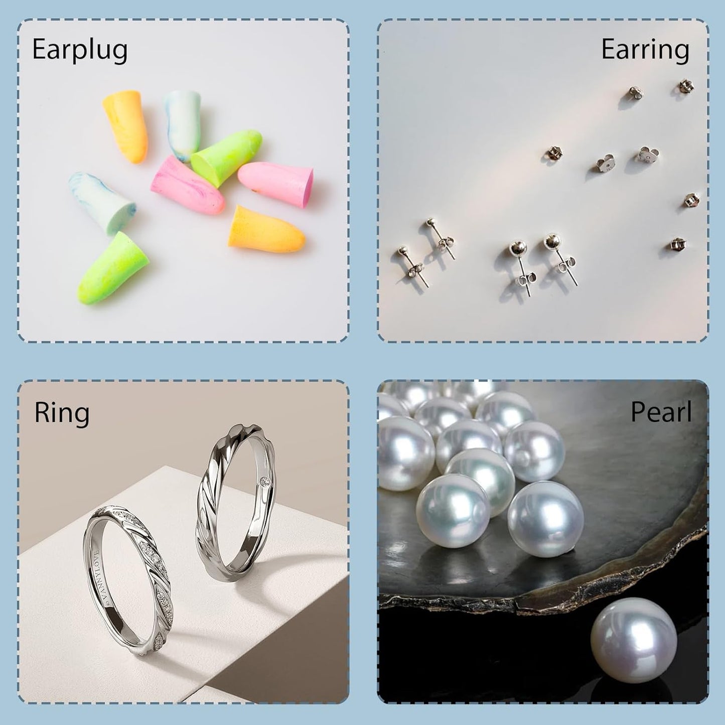 4-Pack Portable Earplug Keychain Case Waterproof Aluminum Travel Container for Jewelry, or Ear Plugs Sleek Black & Red Design (Black Red, Medium)