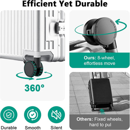 Hard Shell Luggage 24 Inch Travel Luggage, Carry-On Luggage Spinner TSA with Lid, PC+ABS Aluminum Frame，Lightweight Travel Luggage 20'' 24'' 26''Carry-On (upgraded silver, 24 inch)