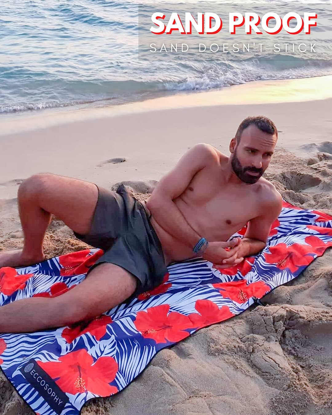 ECCOSOPHY Microfiber Beach Towel - Sand Free Towels are Quick Dry, Light Weight, Super Absorbent - Perfect Pool, Travel, Cruise, Camping Essentials - Oversized Extra Large for Adults 71x35 in