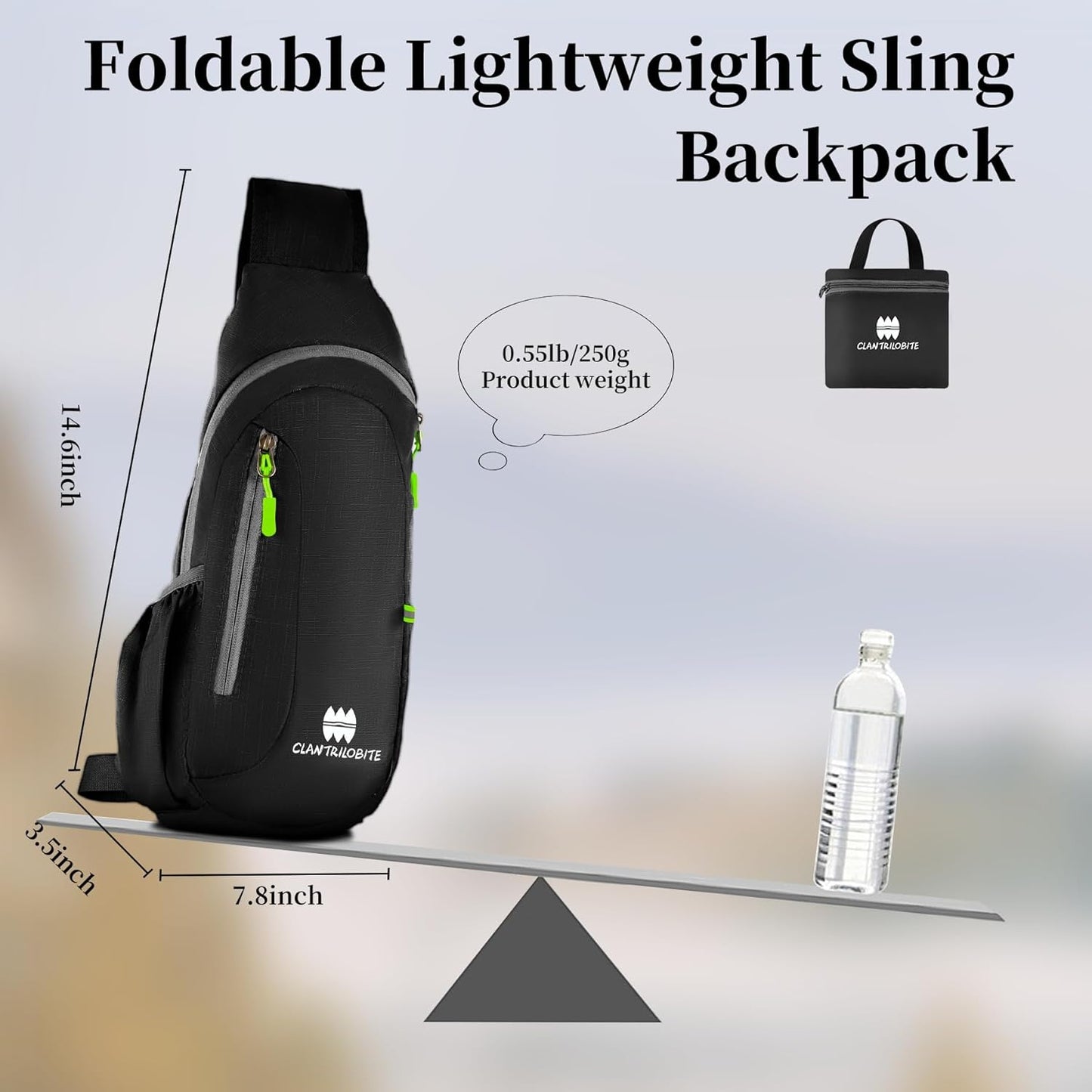 Small Sling Backpack, Lightweight Crossbody Backpack,Foldable Cross Body Bag for Men Women,Shoulder Bag for Sport Outdoors Hiking Traveling