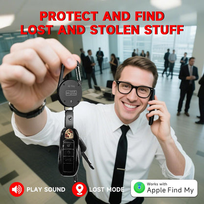 Keychain, Key Finder Works with Apple Find My, llaveros para Hombres,Carabiner Car Key Chains with GPS Tracker, Anti-Lost Keyring Finder Locator, Minimalist Key Holder for Men (iOS Only),Black