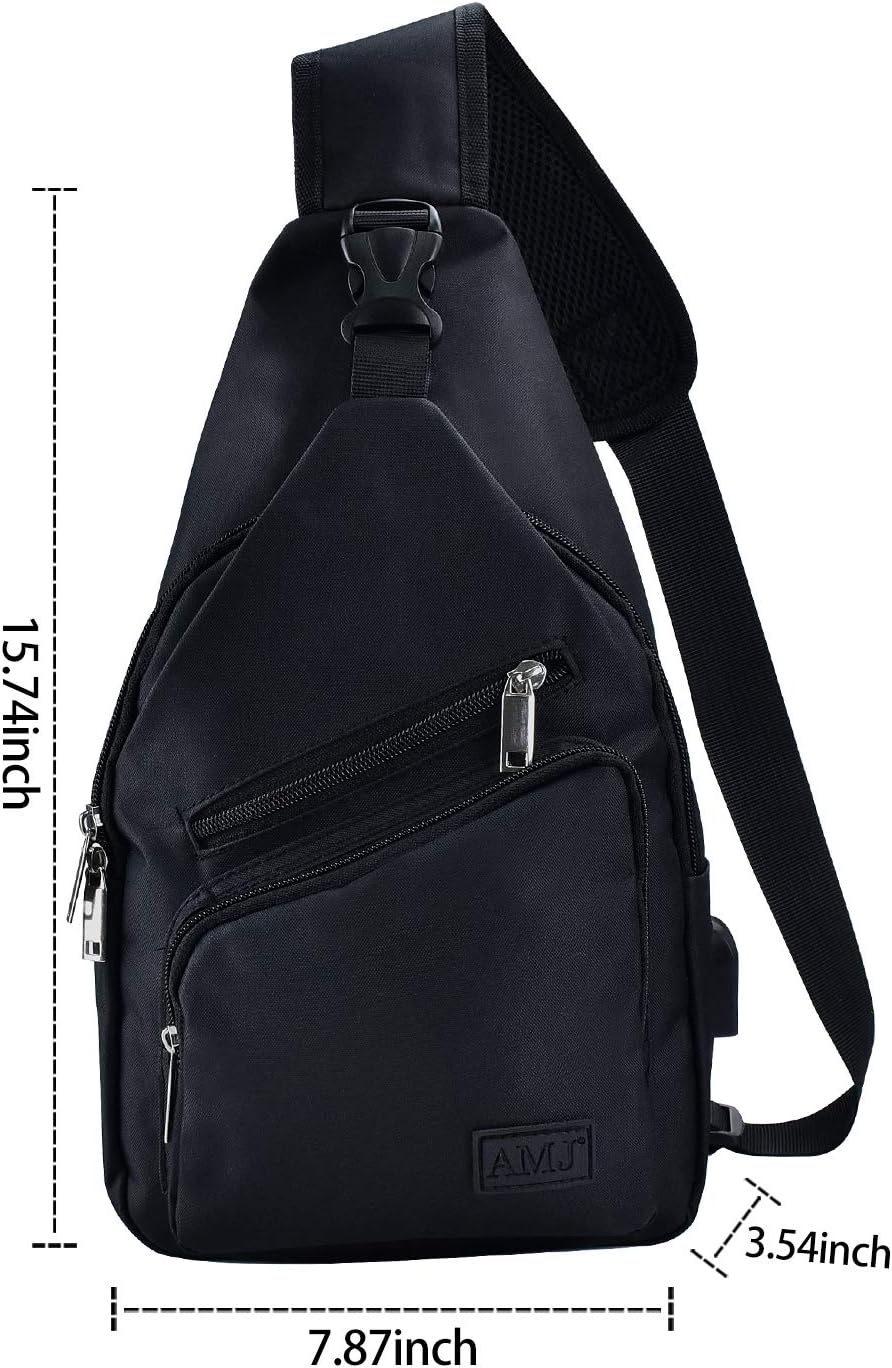 AMJ Crossbody Sling Bag Men Women, Casual Shoulder Backpack, Chest Daypack Satchel for Hiking Travel