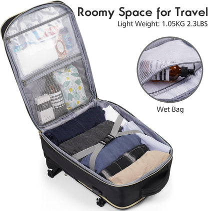 MOMUVO Large Travel Backpack Women, Flight Approved Carry On Backpack, Water Resistant Anti-Theft Casual Daypack School Bag Fit 17 Inch Laptop with USB Charging Port, Black