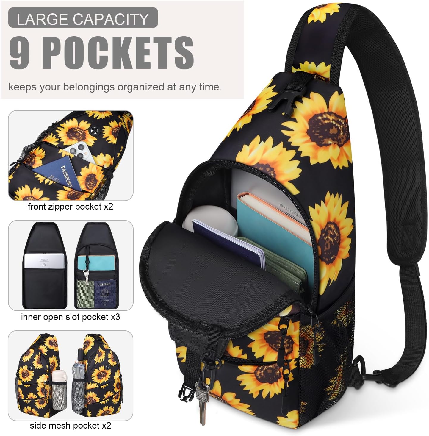 Crossbody Bags for Women Men Trendy Sling Bag Bakpack Casual Chest Bag with Convertible Shoulder Strap