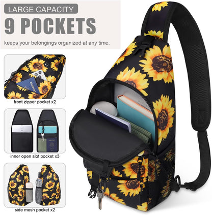 Crossbody Bags for Women Men Trendy Sling Bag Bakpack Casual Chest Bag with Convertible Shoulder Strap