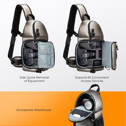 K&F Concept Camera Sling Bag Crossbody Bag Camera Shoulder Backpack DSLR/SLR/Mirrorless Photography Bags Compatible with Canon/Nikon/Sony/Fuji/Gopro/DJI