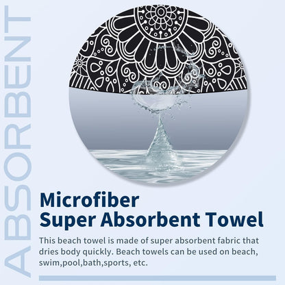 2 Pack Lightweight Thin Beach Towel Oversized 71"x32" Big Extra Large Microfiber Sand Free Towels for Adult Quick Dry Travel Camping Beach Accessories Vacation Essential Gift Black Mandala Elephant