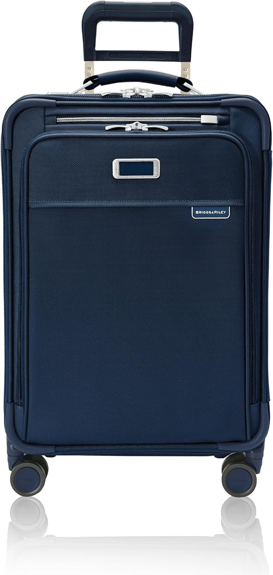 Briggs & Riley Essential 22" Carry On Expandable Spinner - Luggage for Travel, Suitcases with Wheels, Softside Rolling Bag for Men & Women, Self-Repairing Zipper - Baseline Collection, Navy