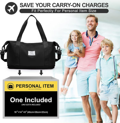 Travel Duffel Bag, Sports Tote Gym Bag, Shoulder Weekender Overnight Bag for Women