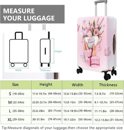 Travel Luggage Cover Suitcase Protector Fits 18-32 Inch Wheel Covers PatternedTravel Related Items Flower Luggage Protector Elastic XL